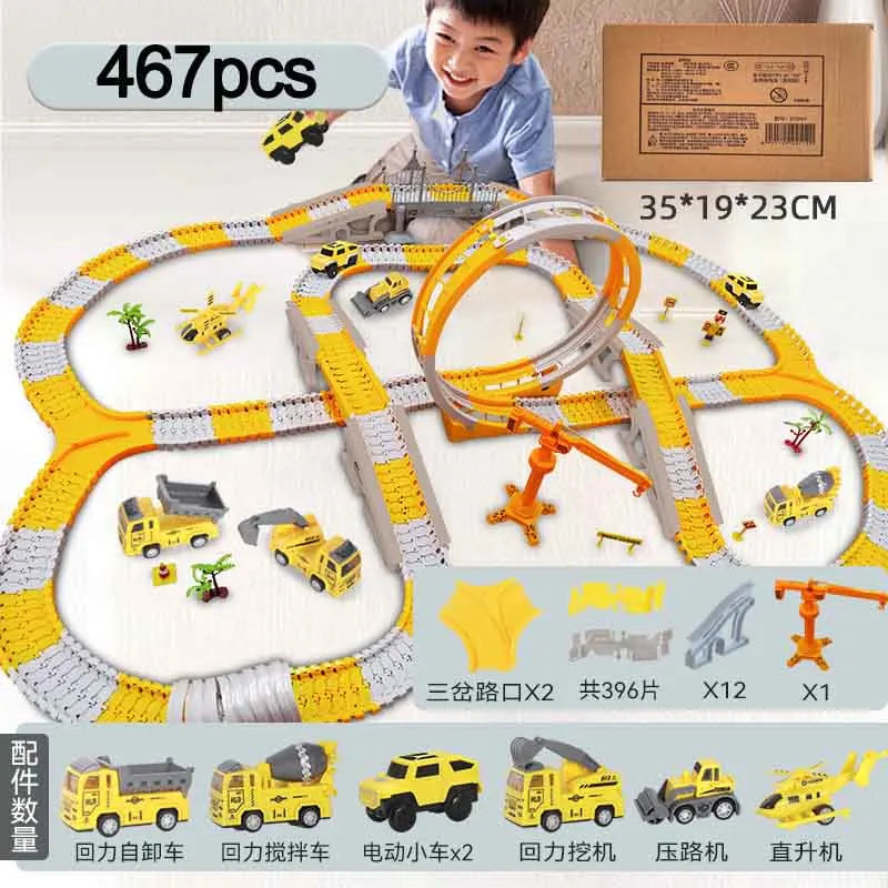 137-467pcs Children Electric Track Car Train