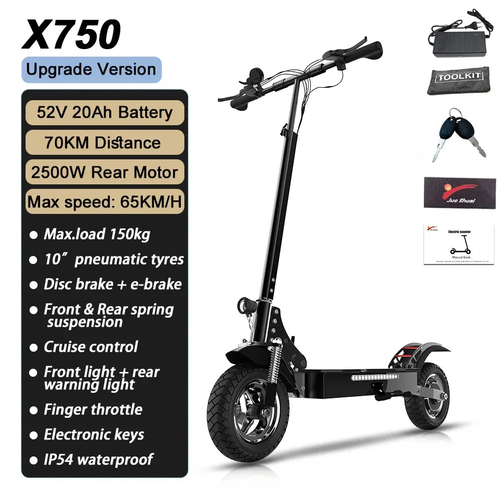 Electric Scooter Adults 52V 1600W 2500W Rear Motor 3 Speed Gear