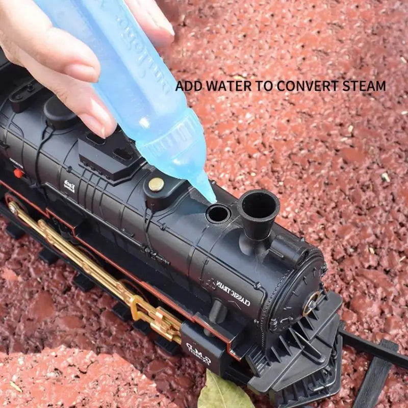 Classical Battery Operate Electric Railway Train Steam Locomotive Set