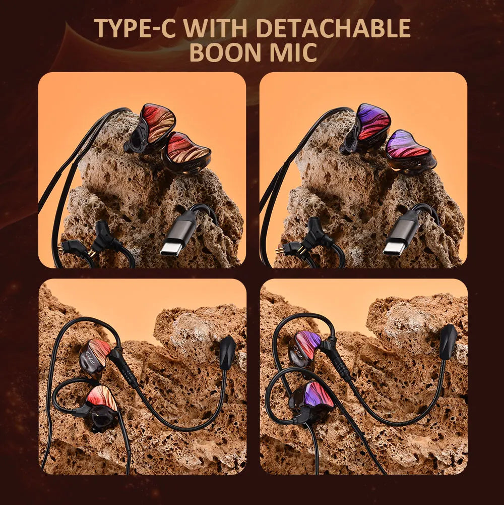 Detachable Boom Microphone Cable Headset Hybrid Dual Driver IEMs