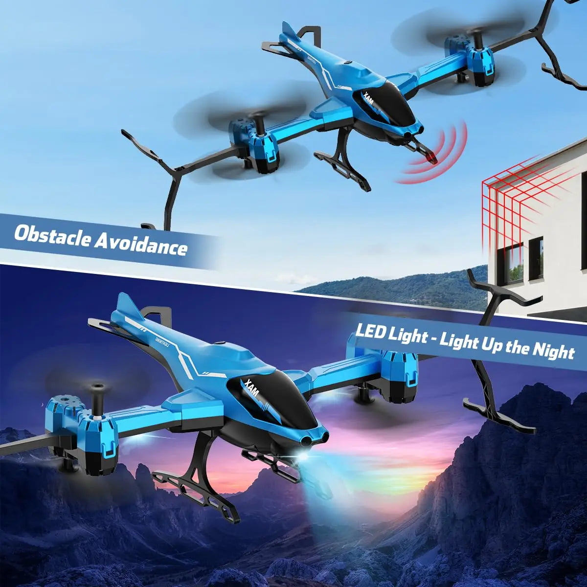 Super Function All in 1 Remote Control RC Helicopter 360° Flip Obstacle Avoidance with LED Light