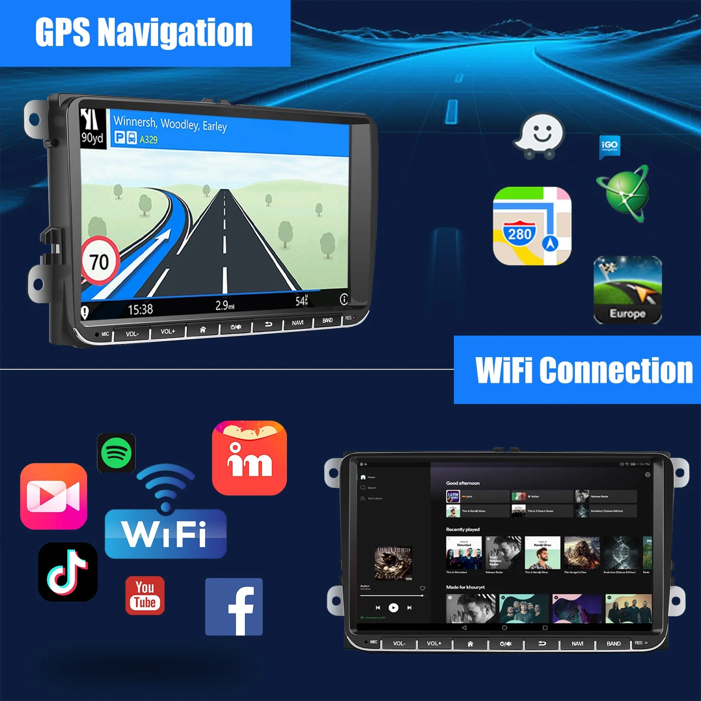 9" Android 14 4G+64G Wireless Carplay Car Stereo GPS 9