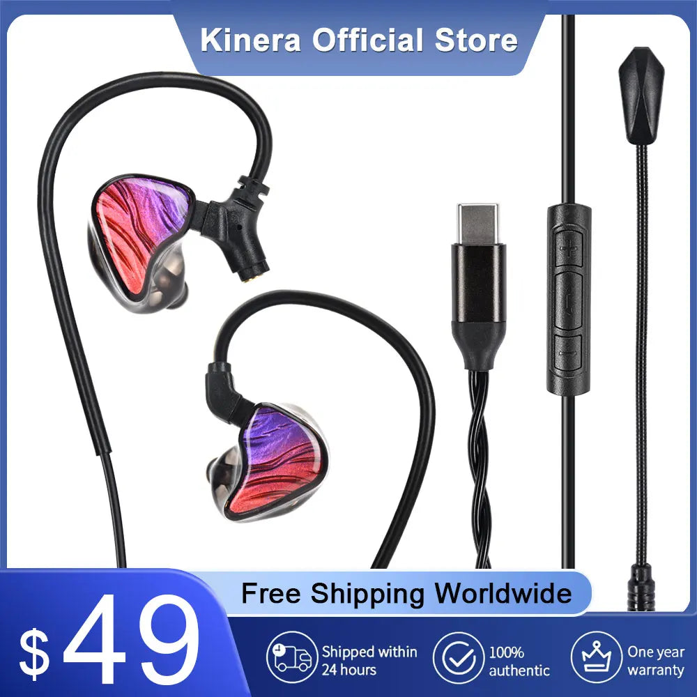 Detachable Boom Microphone Cable Headset Hybrid Dual Driver IEMs