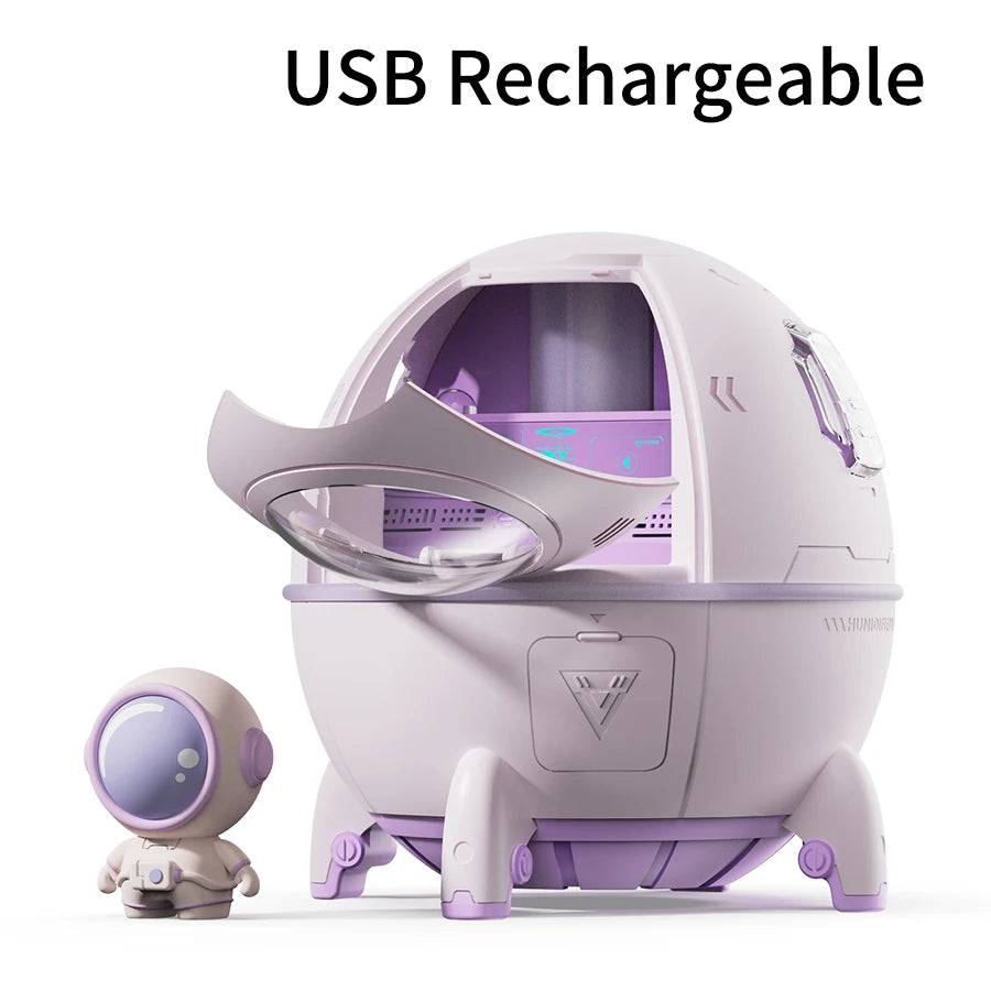 220mL Space Capsule Air Humidifier USB Plug in Rechargeable Mist Aromatherapy Water Diffuser 7 Colors