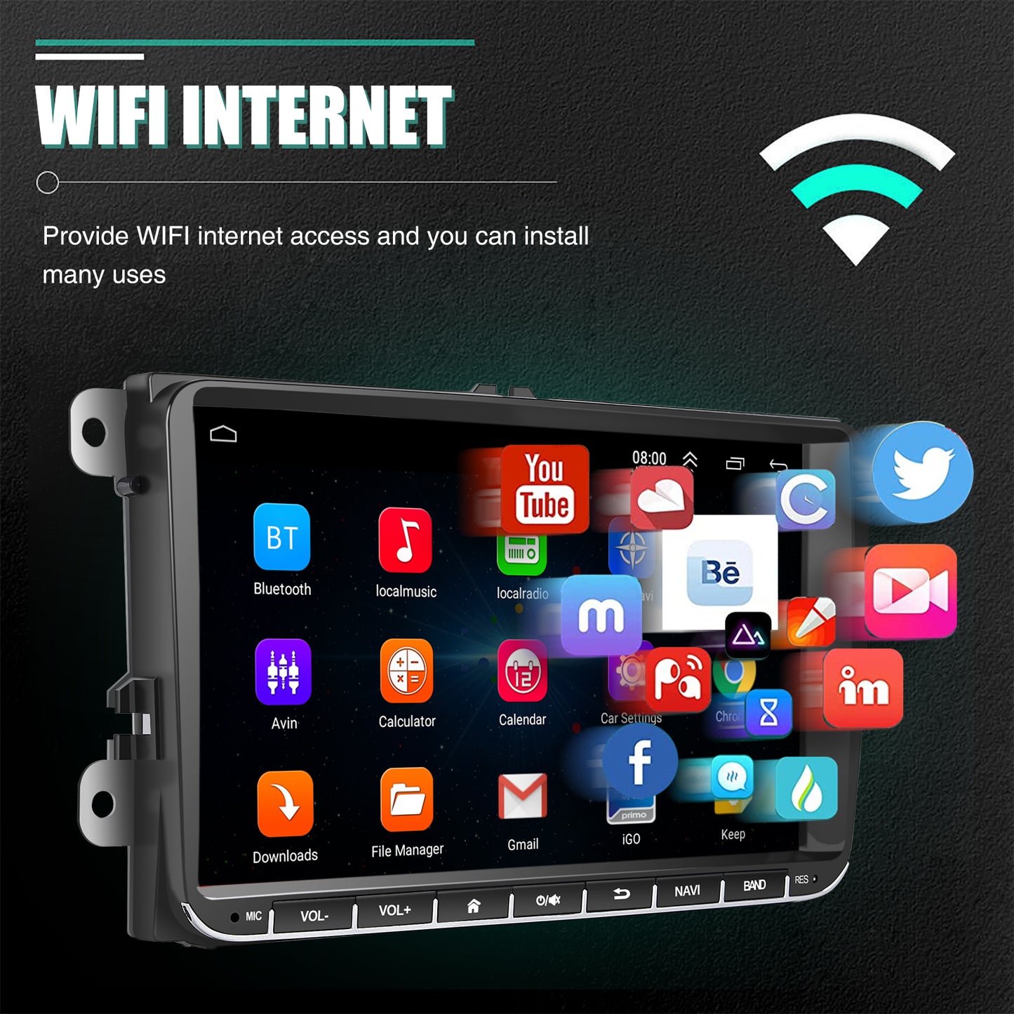9" Android 14 4G+64G Wireless Carplay Car Stereo GPS 9