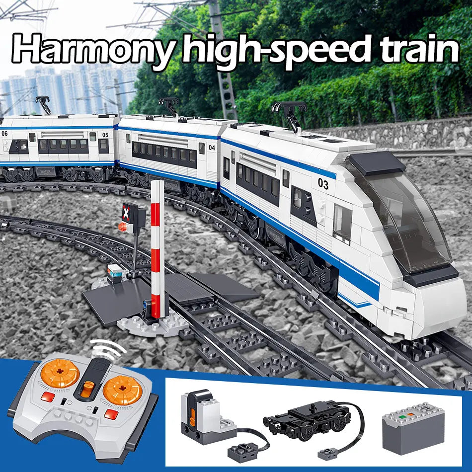 941pcs City Electric Harmony Rail Remote Control Building Blocks Train Track RC Car Brick