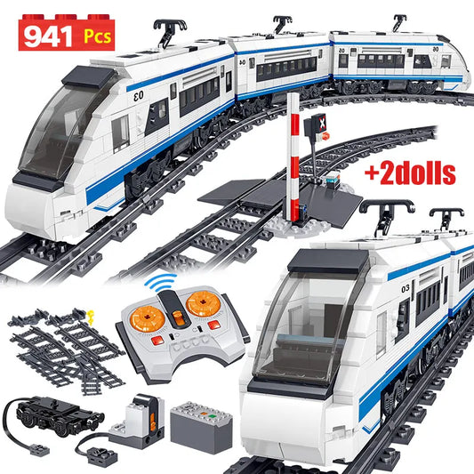 941pcs City Electric Harmony Rail Remote Control Building Blocks Train Track RC Car Brick