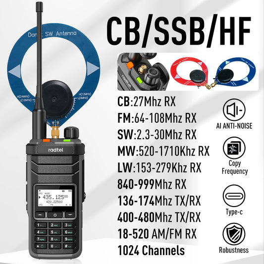 Multi Band Ham Radio Dual Band , 1024 Channels,