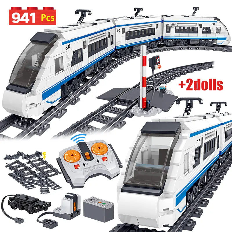 941pcs City Electric Harmony Rail Remote Control Building Blocks Train Track RC Car Brick