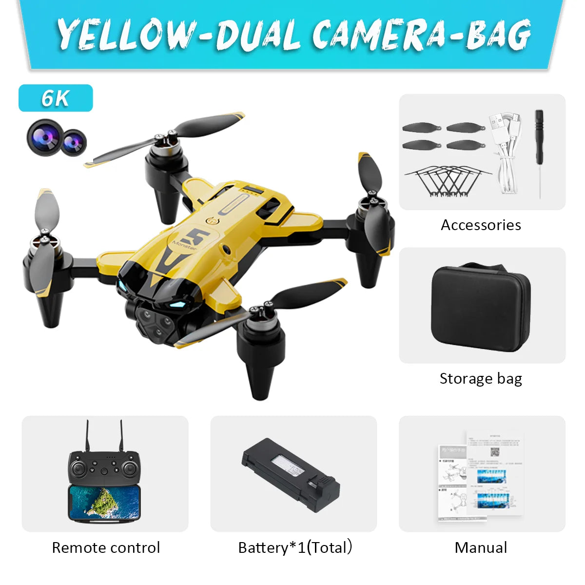 New M5 Max Drone 8K Professinal 4K HD Camera Wide Angle RC Quadcopter
