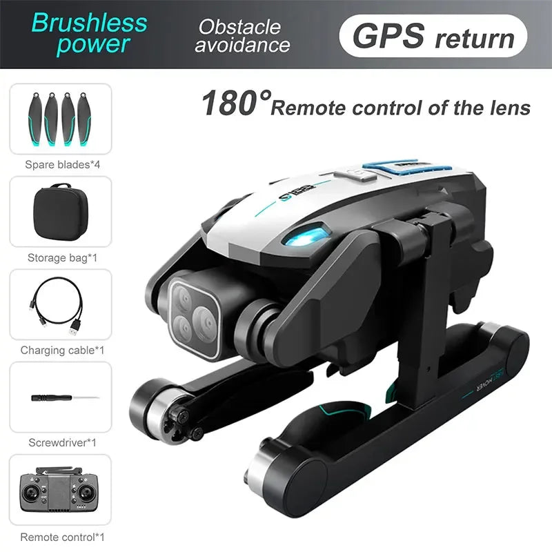 S188 GPS Drone 8K Professional HD Dual Camera 5G Wifi Obstacle Avoidance Brushless Foldable Quadcopter RC Distance 2KM Dron Toys
