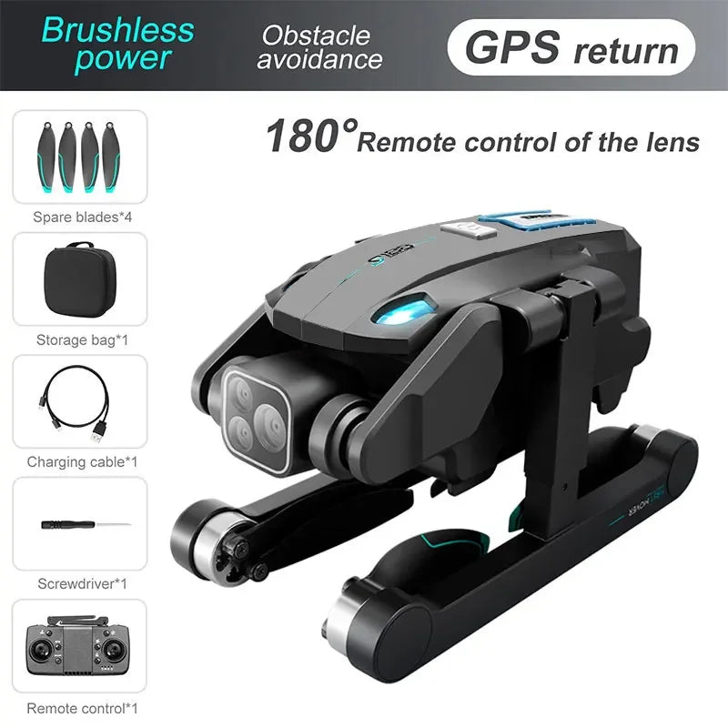 S188 GPS Drone 8K Professional HD Dual Camera 5G Wifi Obstacle Avoidance Brushless Foldable Quadcopter RC Distance 2KM Dron Toys