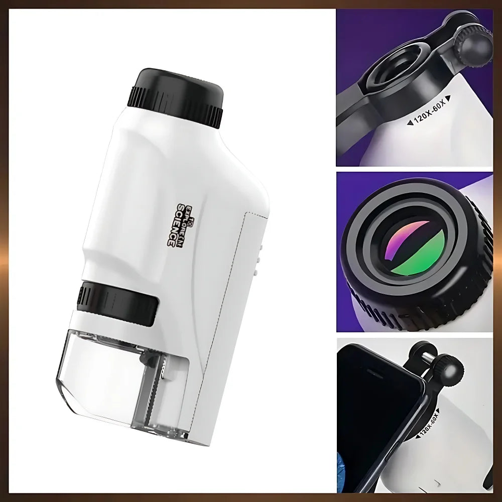 Microscope 60-120x Lab Handheld  Battery Powered Microscope With LED Light