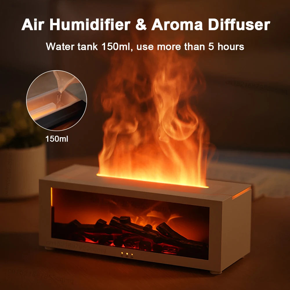 Essential Oils Humidifiers Flame Automatic Fragrance Diffuser With LED Light Remote Control