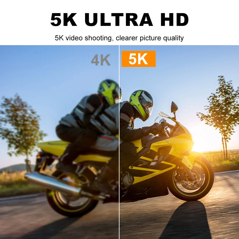 Action Camera 5K Wi-Fi Dual Screen 170D 2.0 Inch