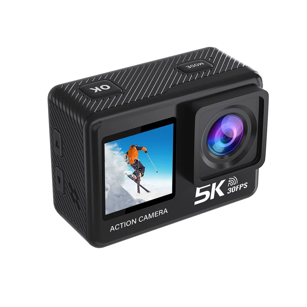 Action Camera 5K Wi-Fi Dual Screen 170D 2.0 Inch
