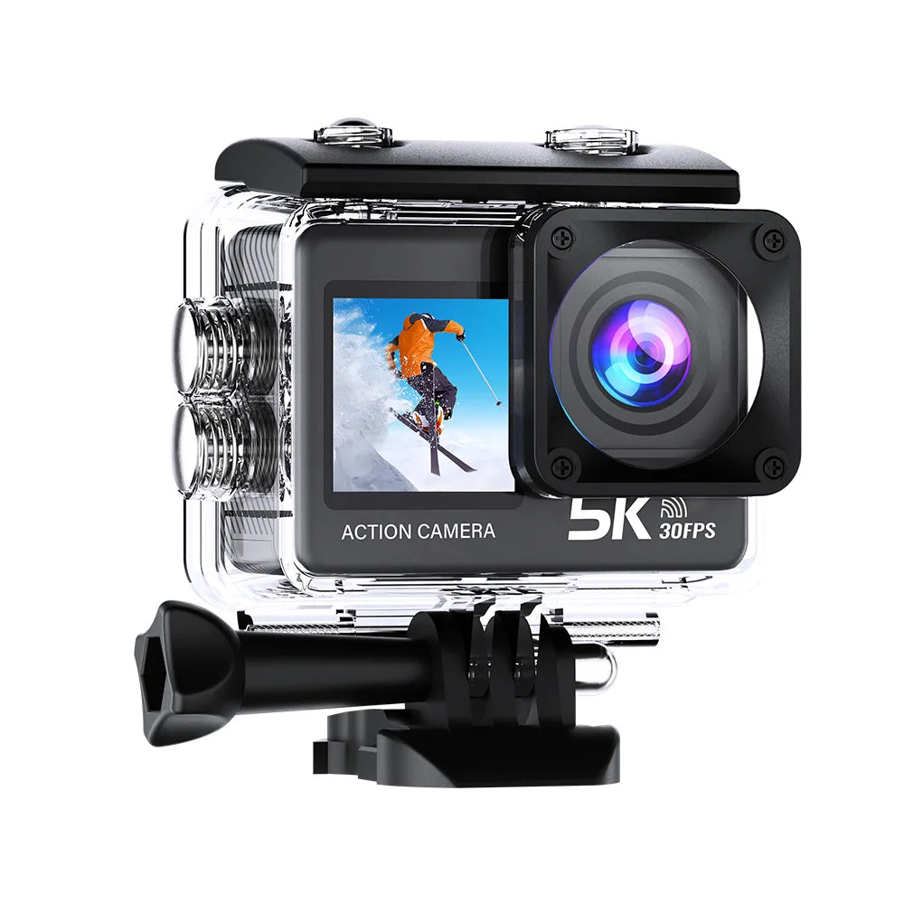 Action Camera 5K Wi-Fi Dual Screen 170D 2.0 Inch