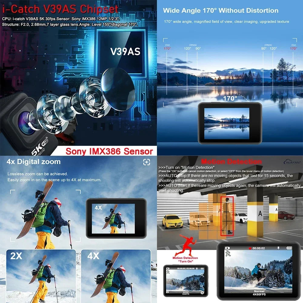 Action Camera  48MP 2.0 Touch DVR Webcam