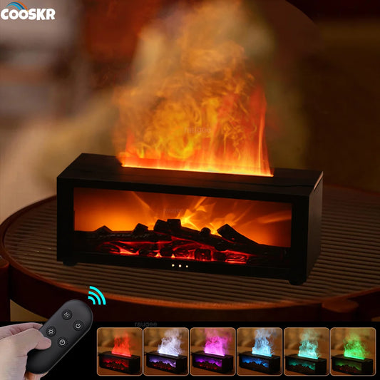 Essential Oils Humidifiers Flame Automatic Fragrance Diffuser With LED Light Remote Control
