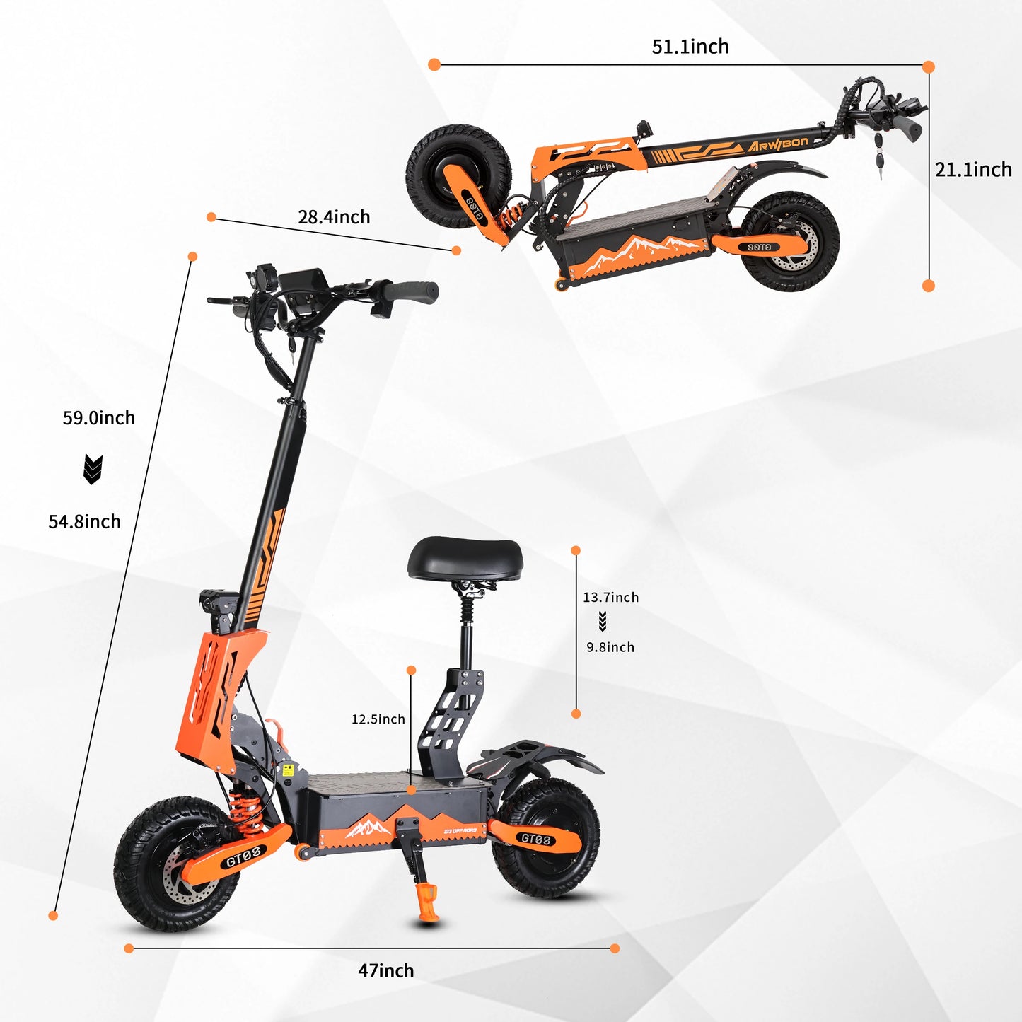 Adult Electric Scooter Dual Motor Top Speed 50MPH,
