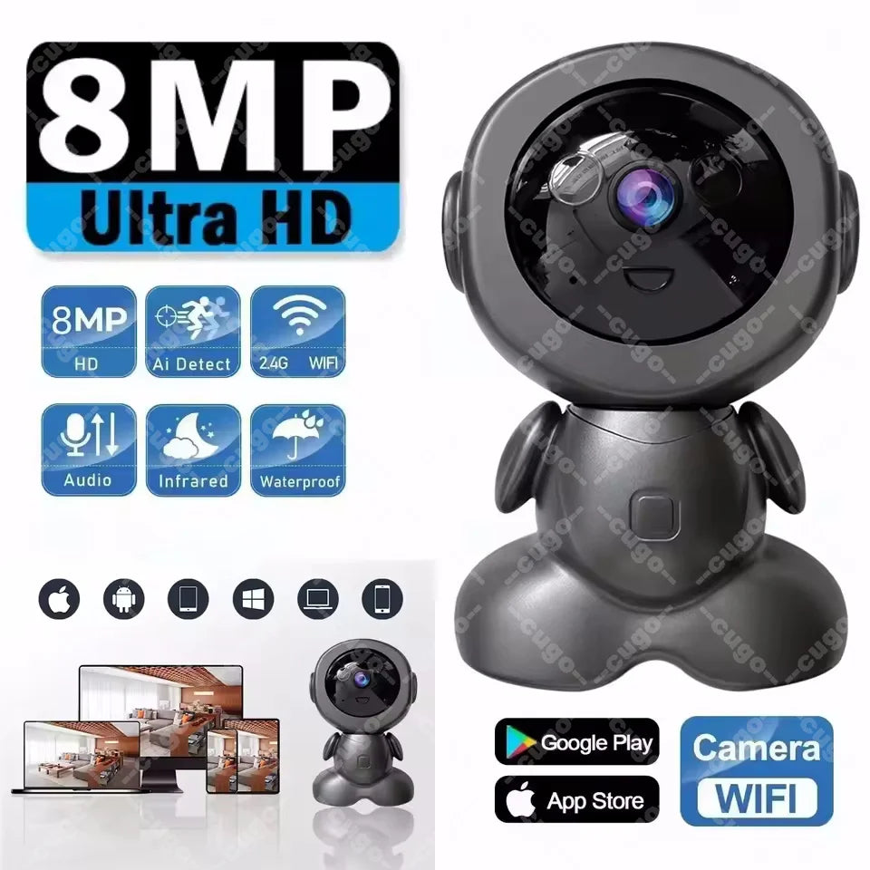 8MP Wifi Surveillance Robot Camera Home IP Cameras AI Smart Tracking